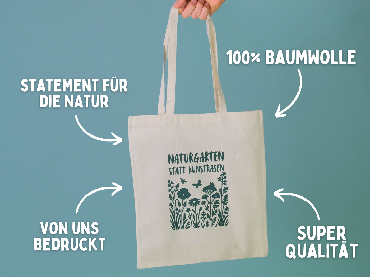 Tragetasche - "Naturgarten statt Kunstrasen" aus Baumwolle