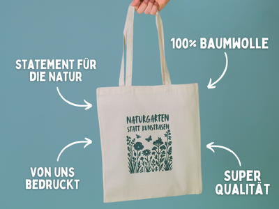 Tragetasche - "Naturgarten statt Kunstrasen" aus Baumwolle