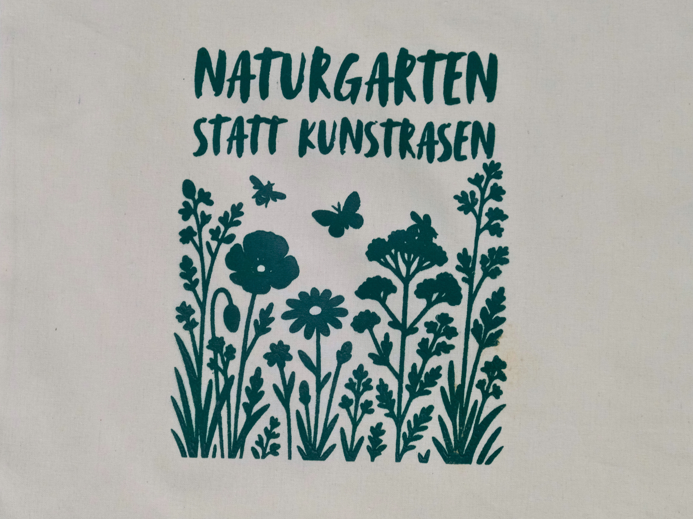 Tragetasche - "Naturgarten statt Kunstrasen" aus Baumwolle
