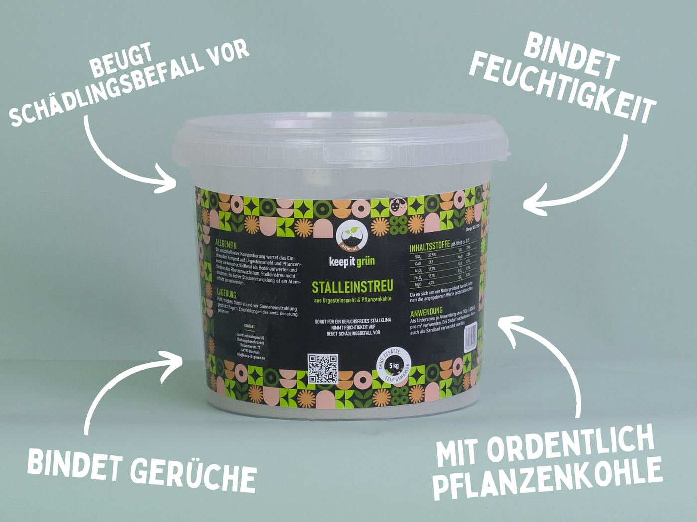 Premium Stalleinstreu mit Pflanzenkohle (5kg)