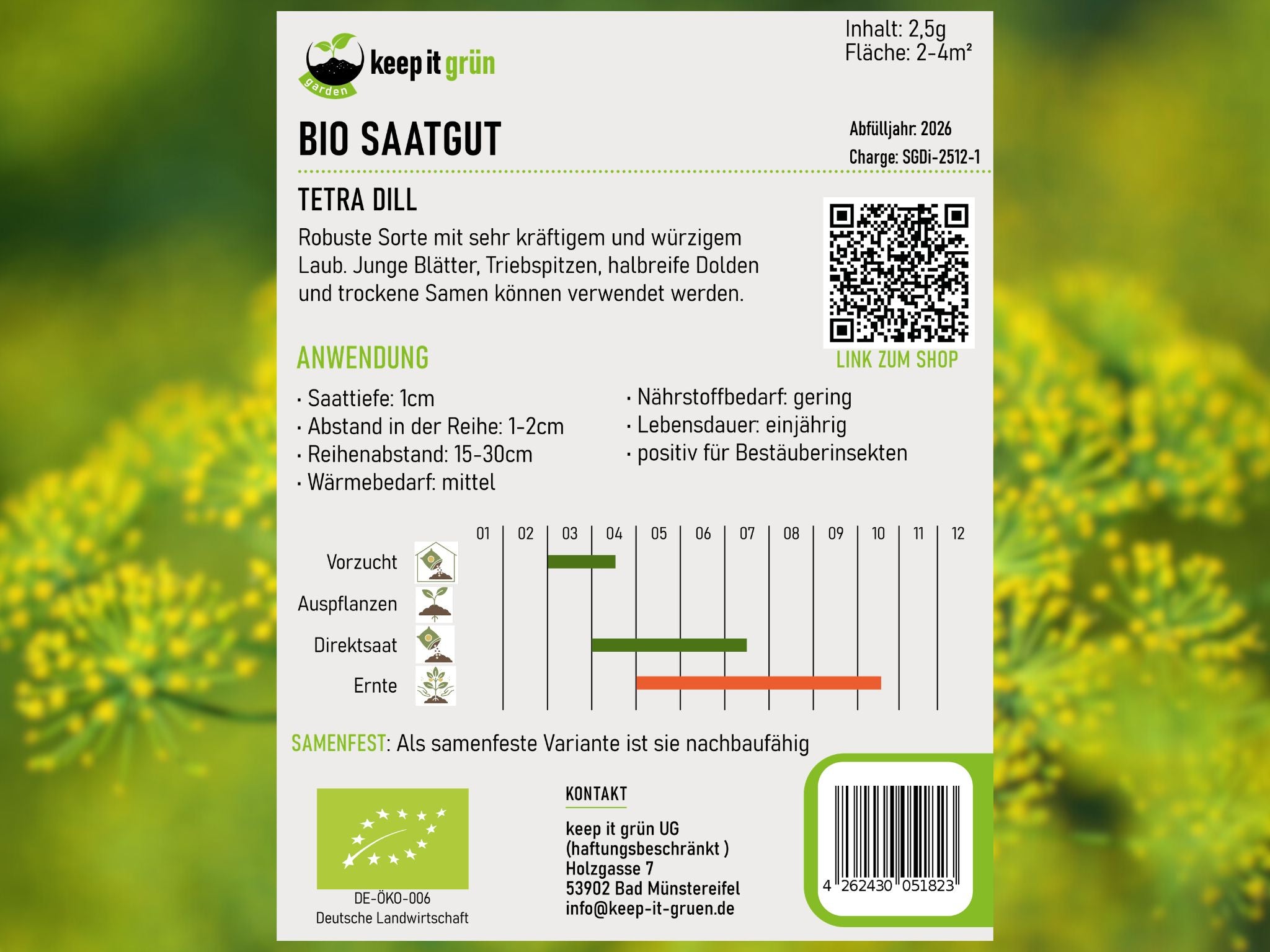 Bio Saatgut Dill 'Tetra' – keep it grün