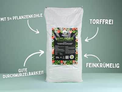 Bio Pflanzerde mit Pflanzenkohle 20l (torffrei)