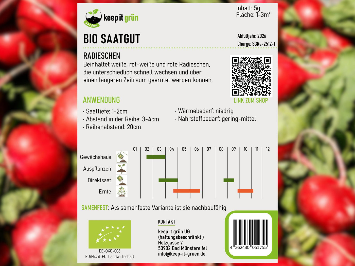 Bio Saatgut Radieschen (Mischung) – keep it grün